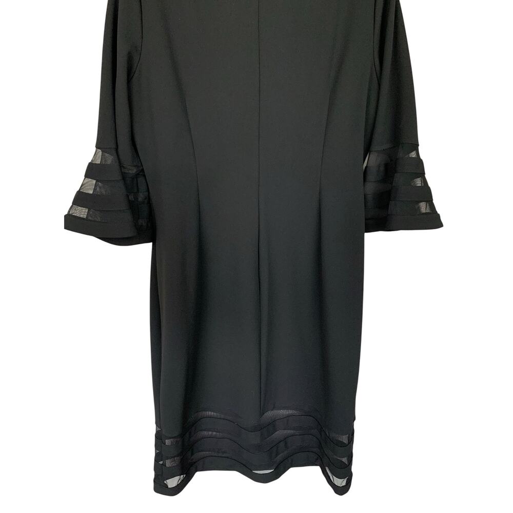Calvin Klein Sheath Dress Black Bell Sleeve Illusion Trim Knee Length Women's 16 - Picture 7 of 9